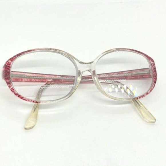 VINTAGE FUNDAMENTALS F008 PINK CLEAR EYEGLASS FRAMES 54 15 145 PLASTIC METAL ARM - Picture 11 of 16